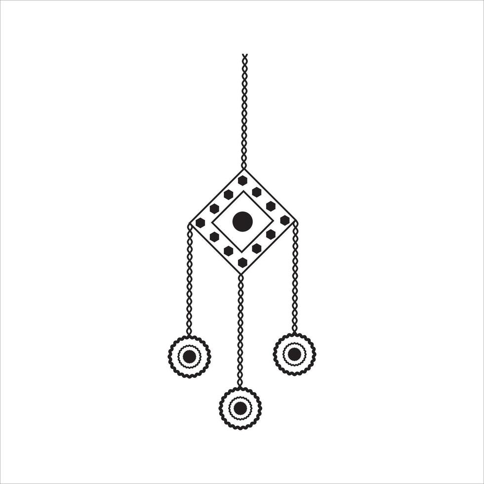 Elegant Hanging Ornament with Geometric and Intricate Chain Design for Decoration and Art Projects vector