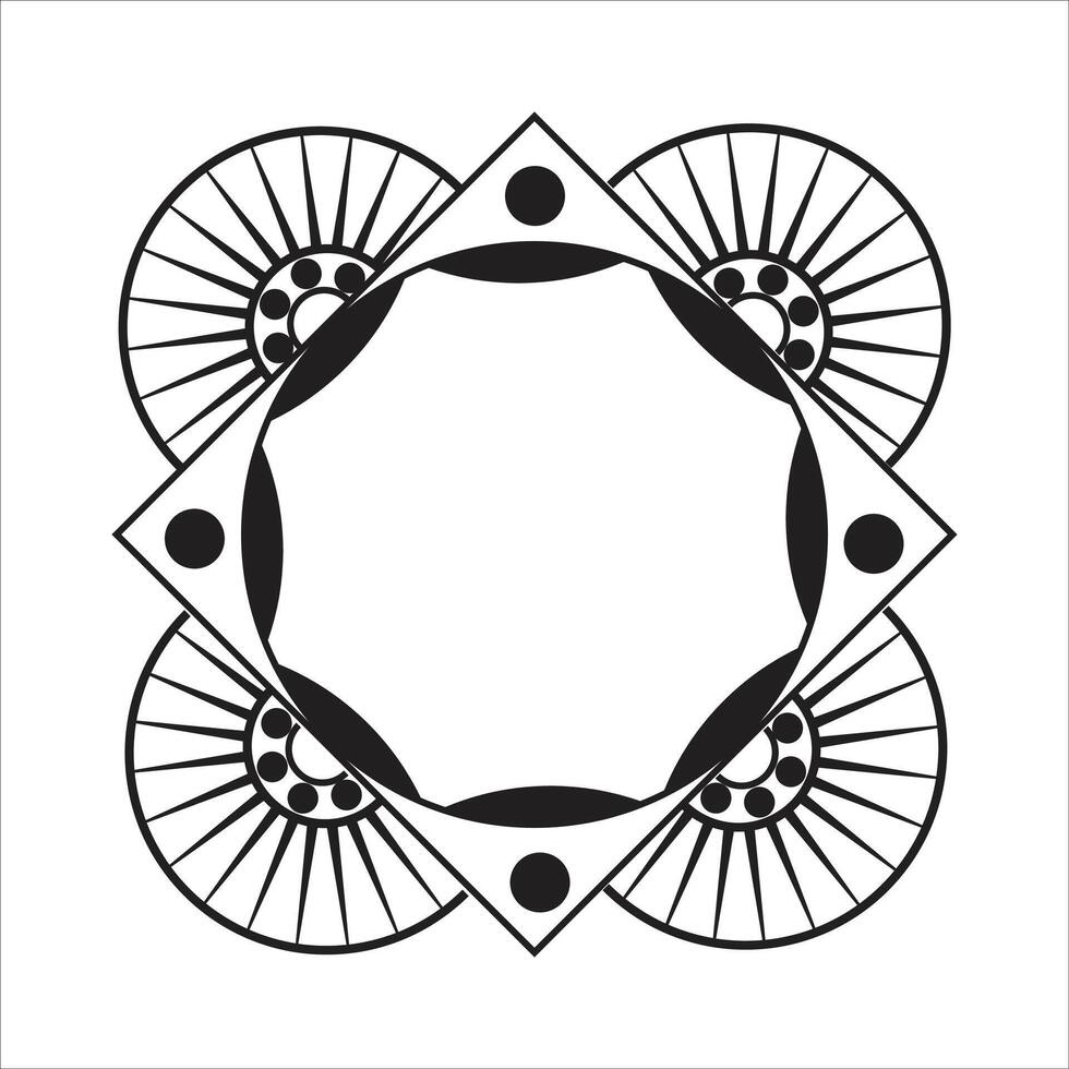 Intricate Geometric Frame with Symmetrical Circular and Square Pattern vector