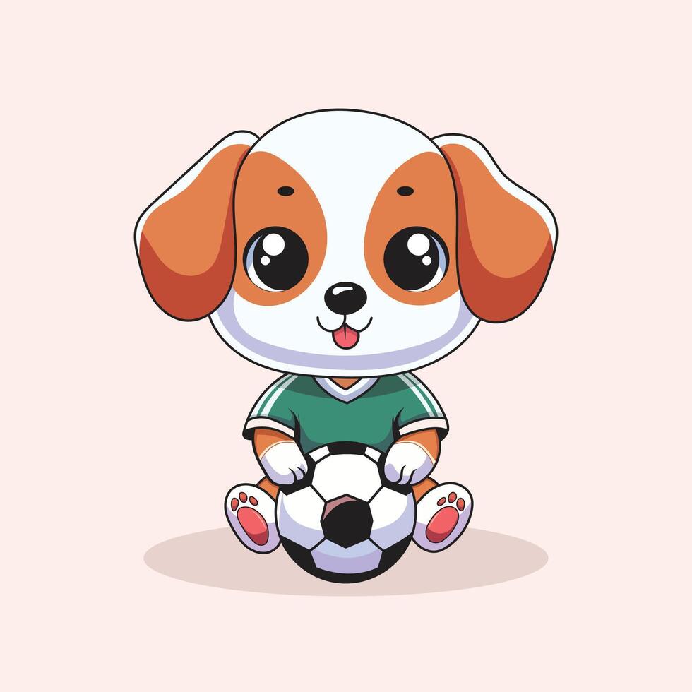 Adorable Puppy Playing Soccer vector