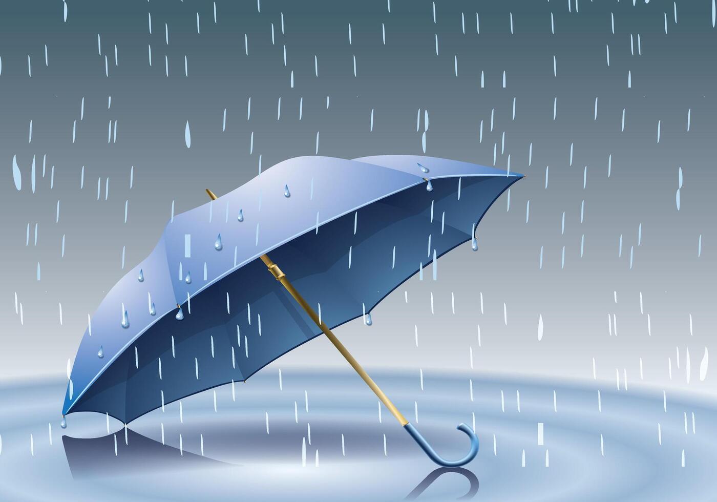 illustration of a blue umbrella shielding from rain vector