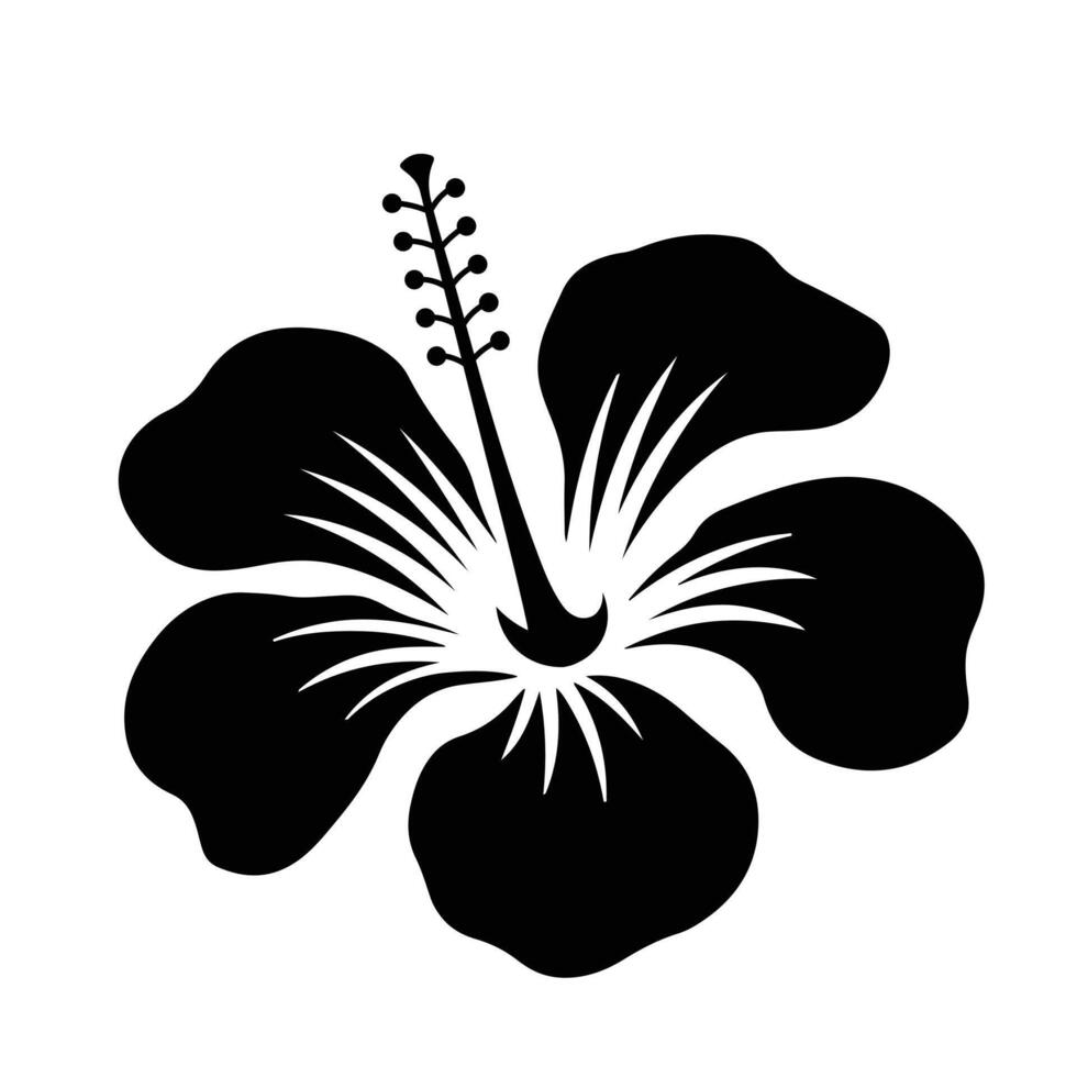 Minimalist Hibiscus Floral Silhouettes vector