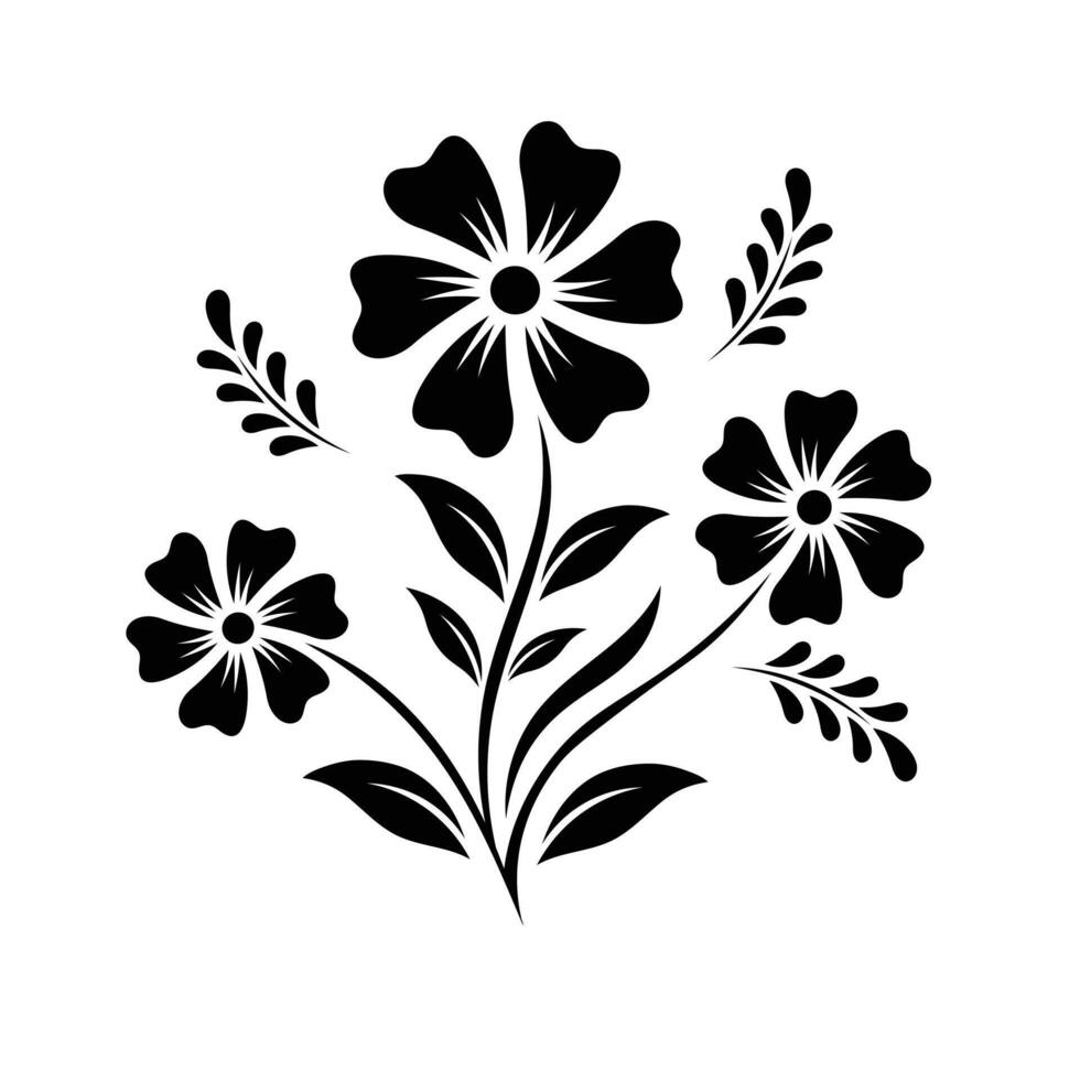 Floral Silhouette with Blooming Flowers vector