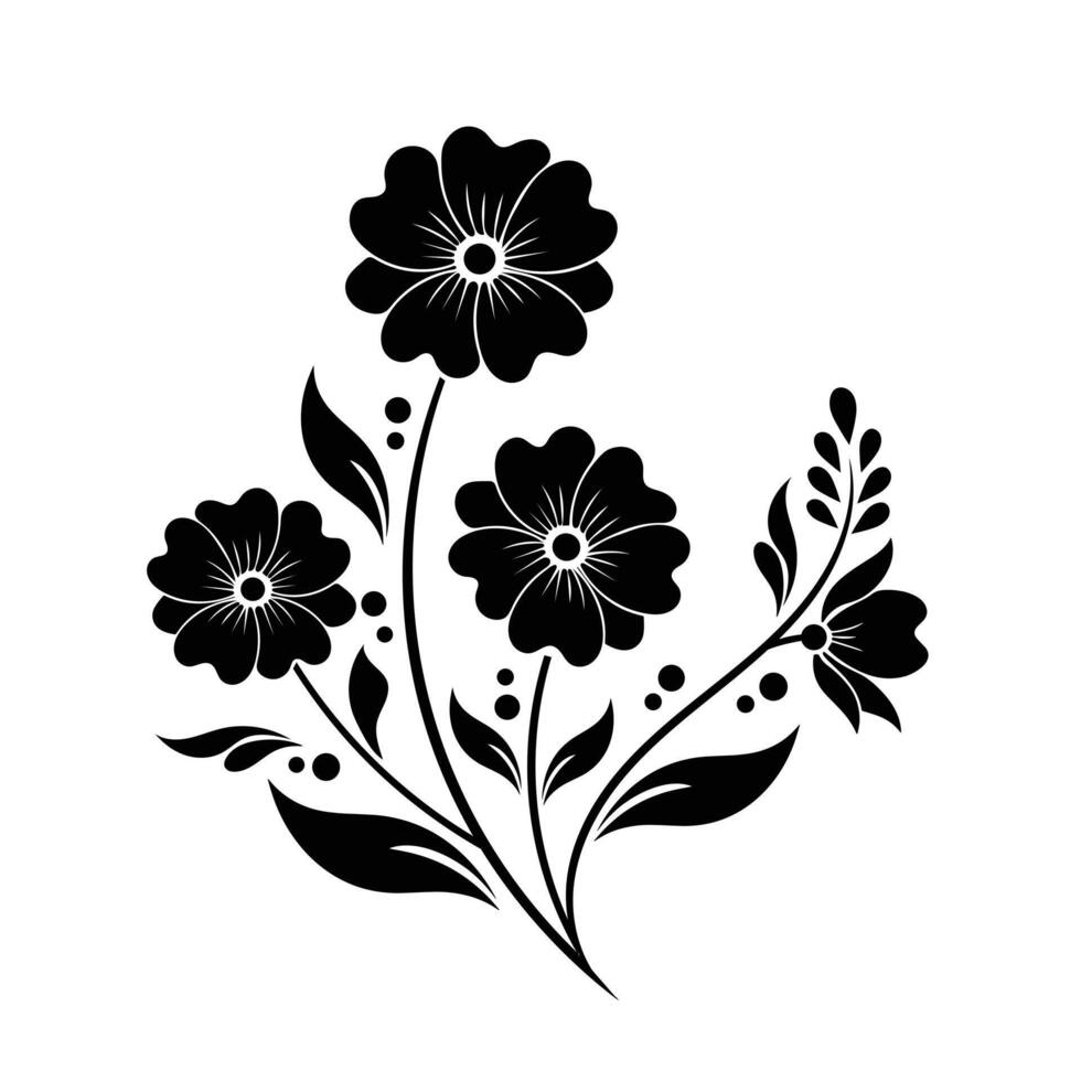 Minimalist Botanical Silhouette with Floral vector