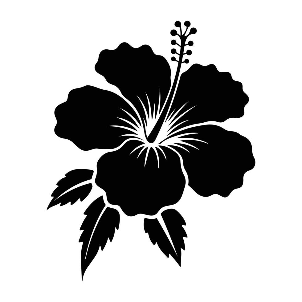 black and white hibiscus flower on a white background vector