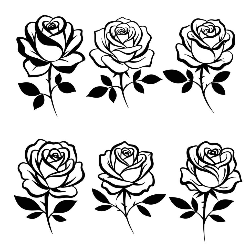 Rose Silhouette Bundle with Elegant Floral Designs vector