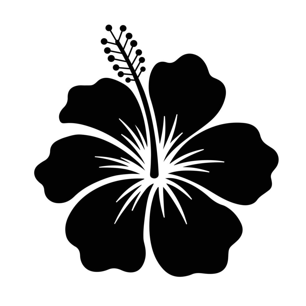 Hibiscus Flower Silhouette with Tropical Aesthetic vector