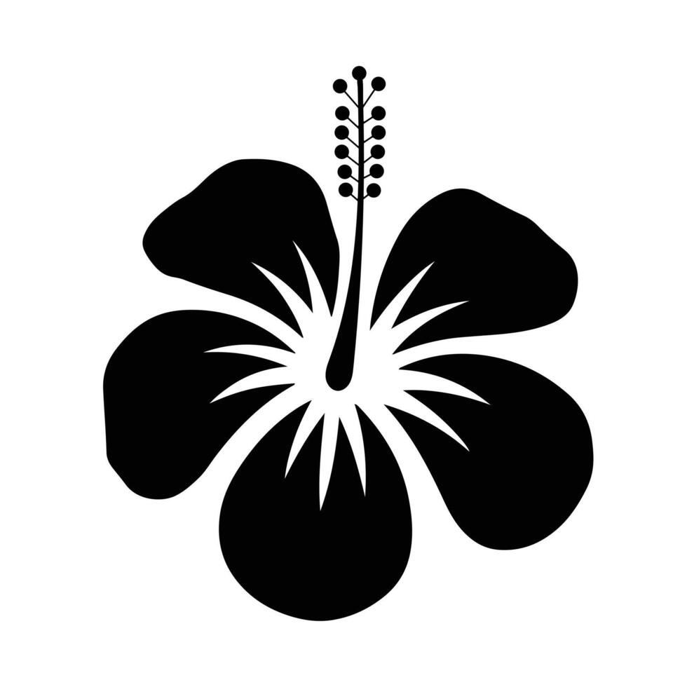 Minimalist Hibiscus Floral Silhouettes in Black and White vector