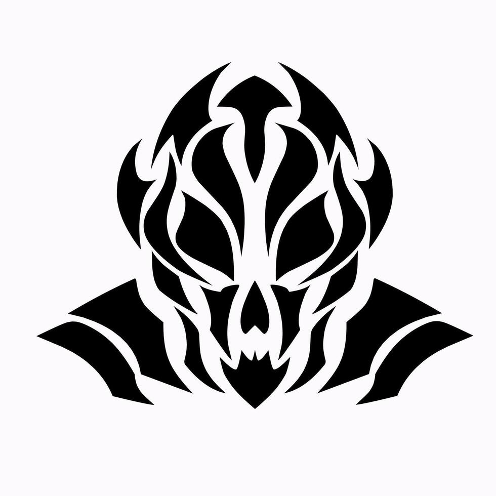 illustration graphic of design abstract tribal art monster face skull tattoo vector