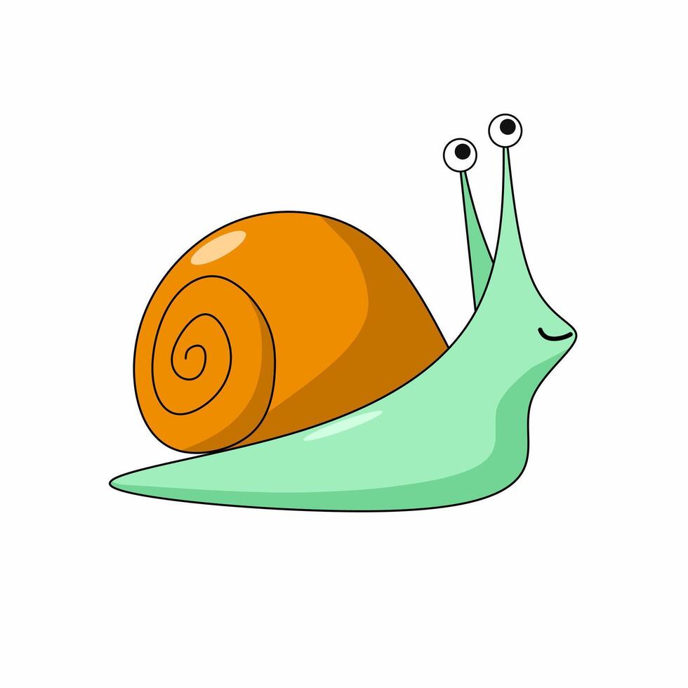 illustration graphic of design cartoon cute snail for children vector