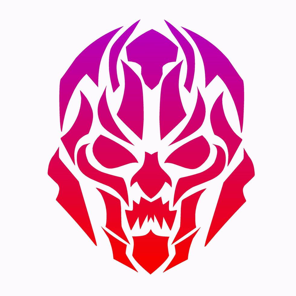 Design art tattoo face Skull monster vector