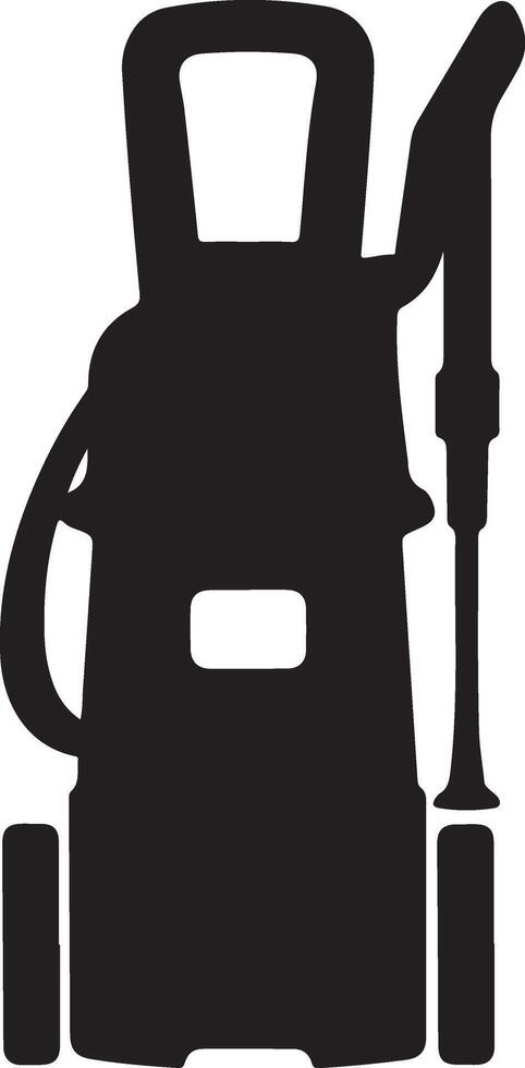 silhouette of a black front view of an electric pressure washer with a white background vector