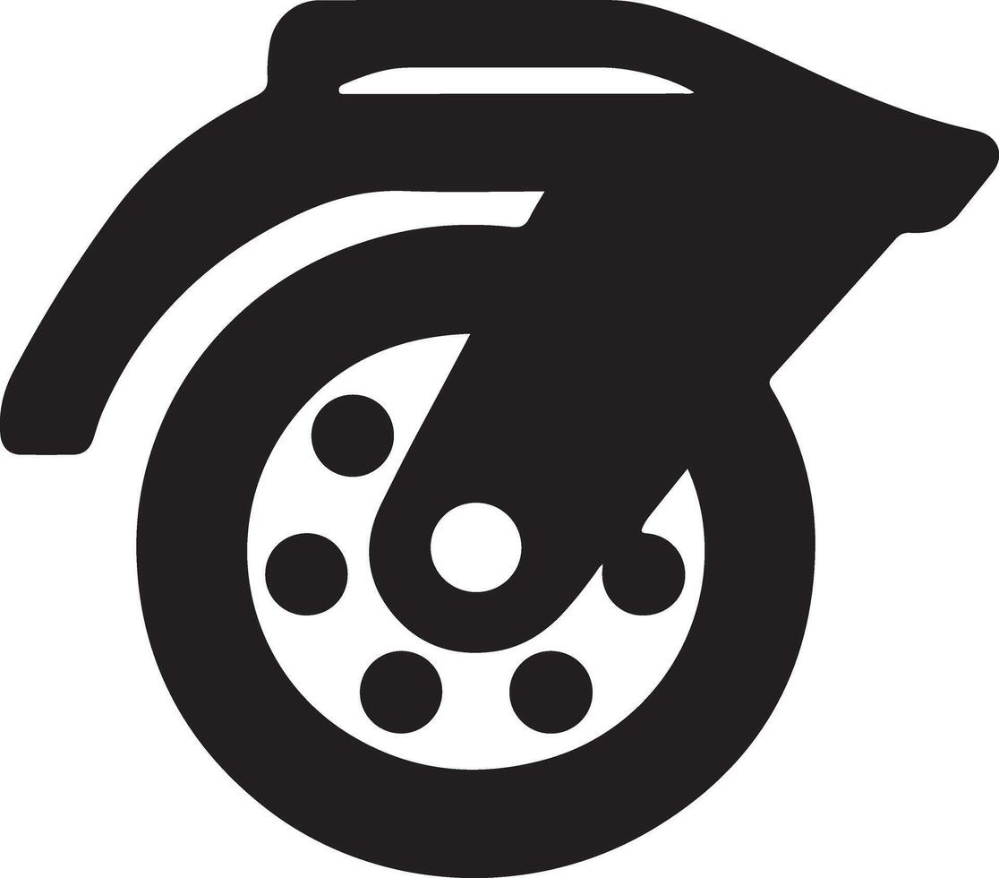 silhouette of a front view of a caster wheel on a white background vector