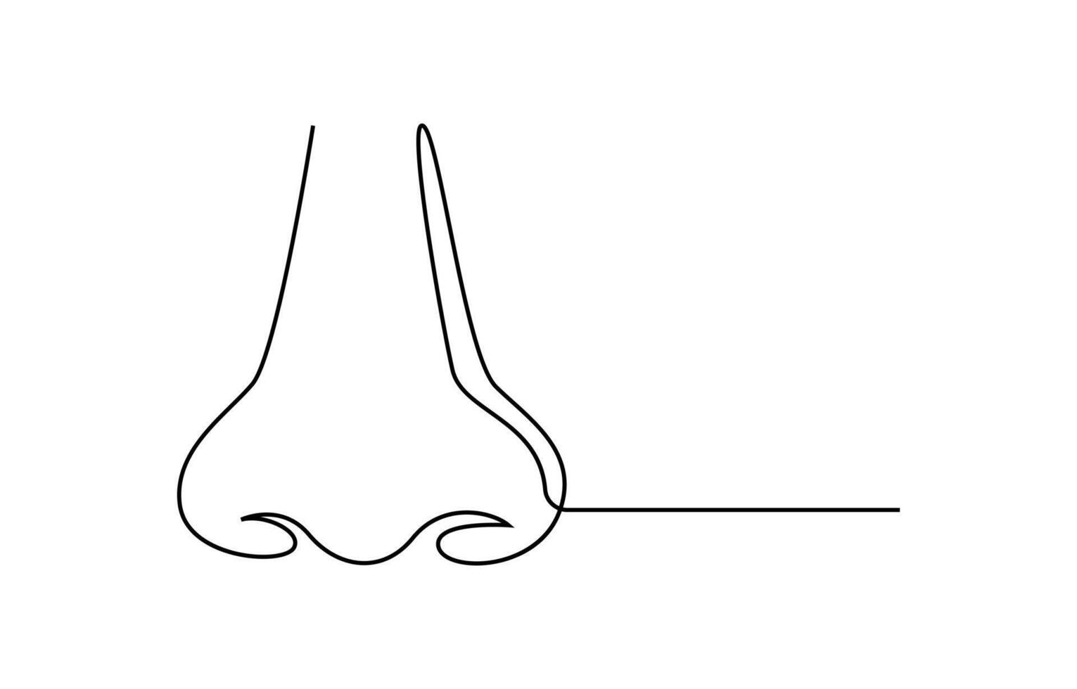 human nose one line art drawing vector