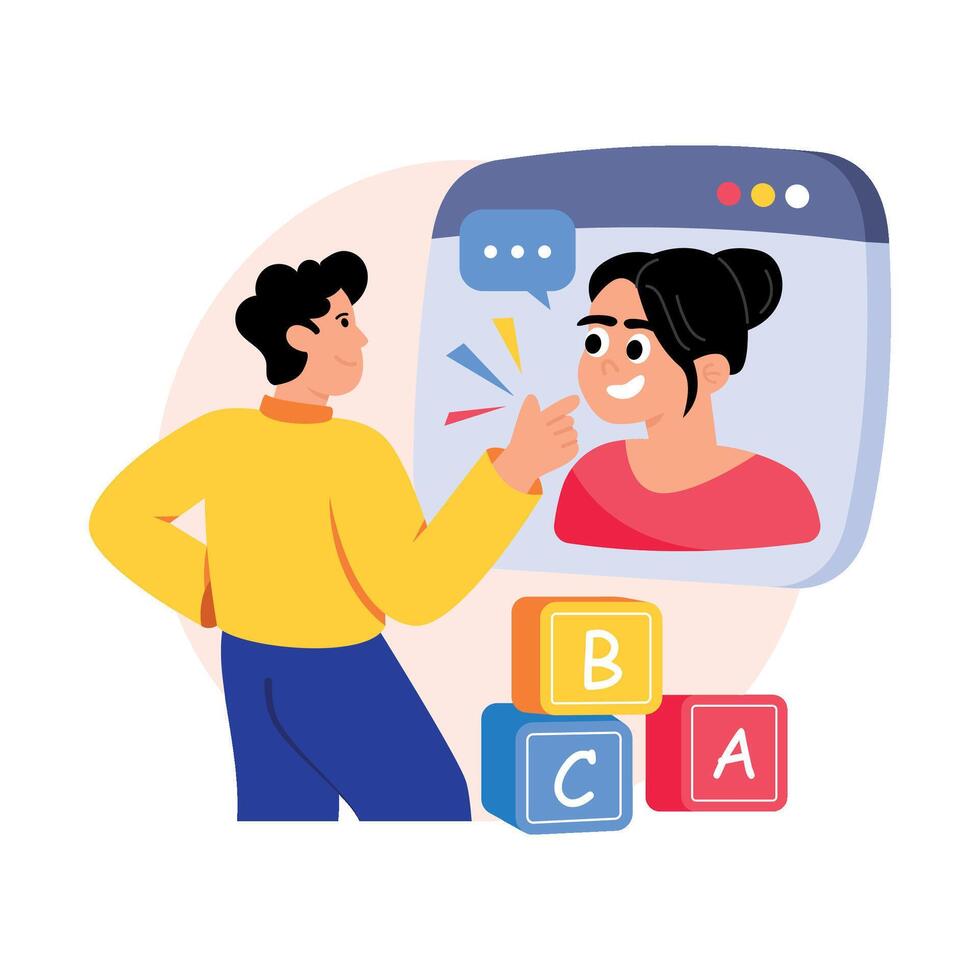 Zoom Classes Concepts Style illustrations. EPS 10 File stock illustration vector