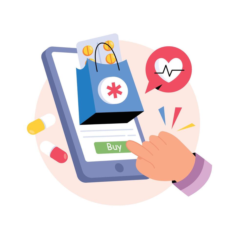 Buying Medicine Online Concepts Style illustrations. EPS 10 File stock illustration vector