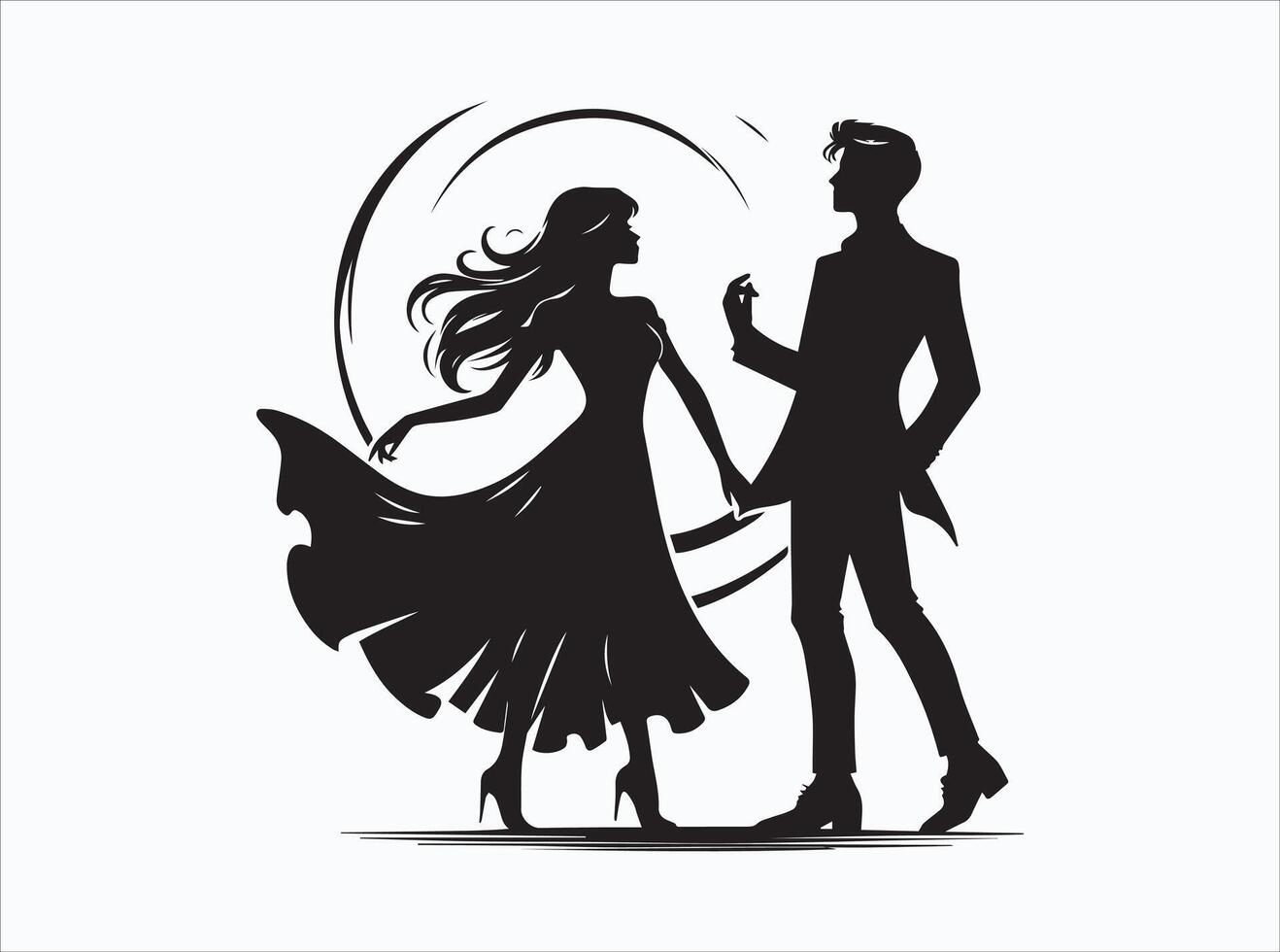 Walking Together Black Color Couple Silhouette Design vector