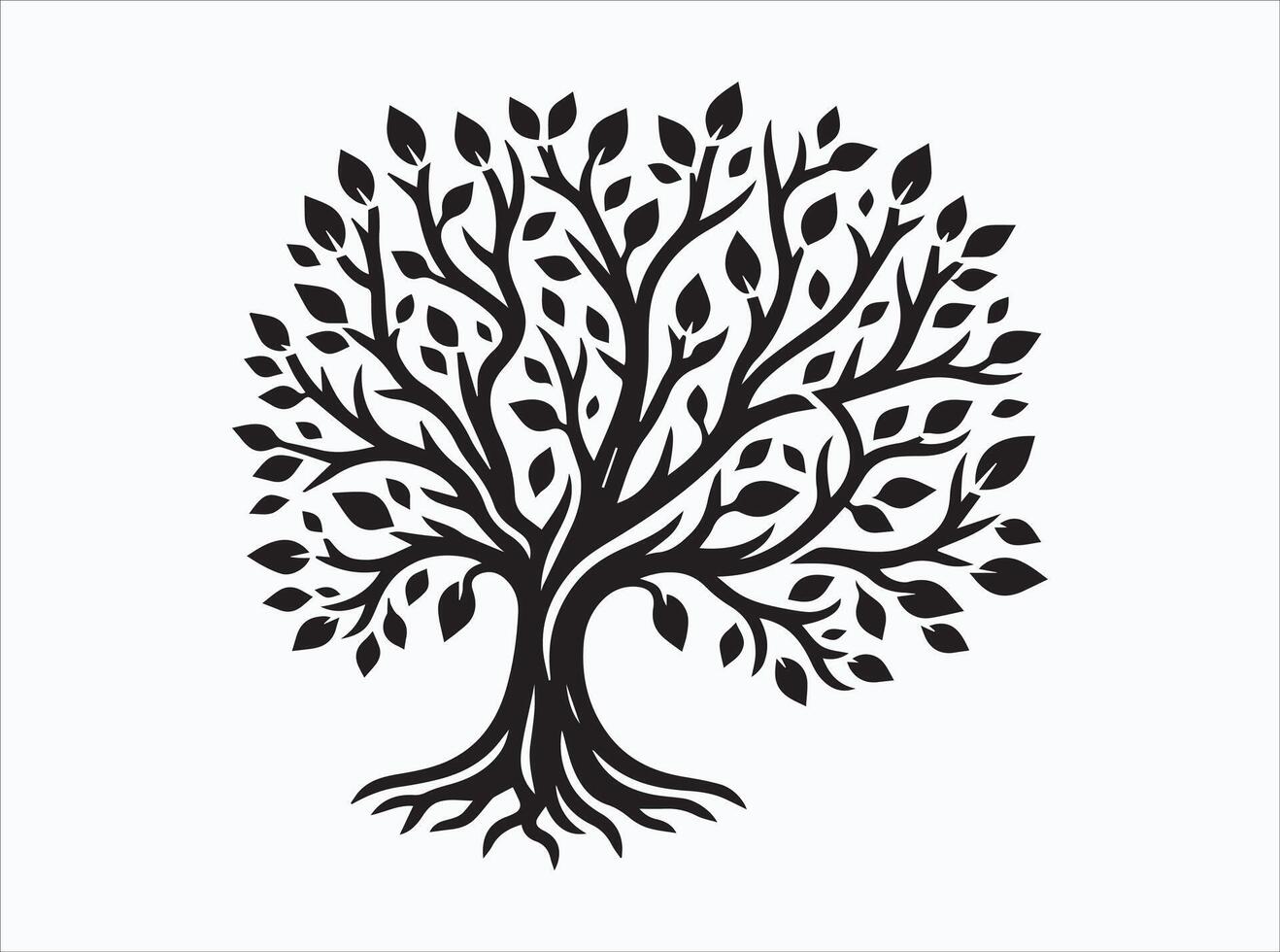 Black Color Tree Branch Silhouette with Curved and Twisted Forms vector