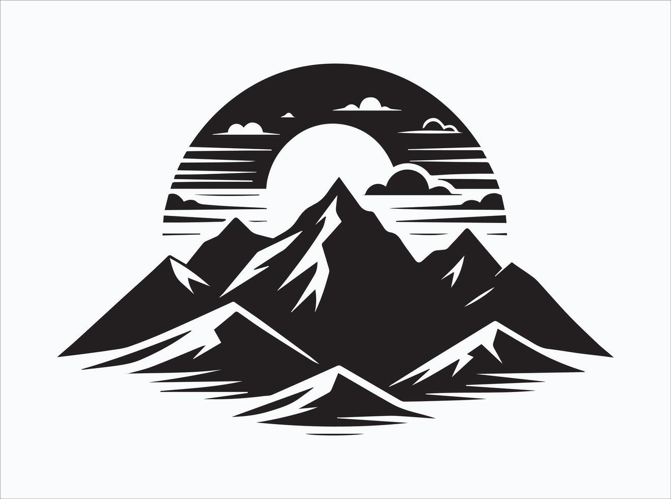 Black Color Mountain Silhouette for Rustic and Natural Themes vector