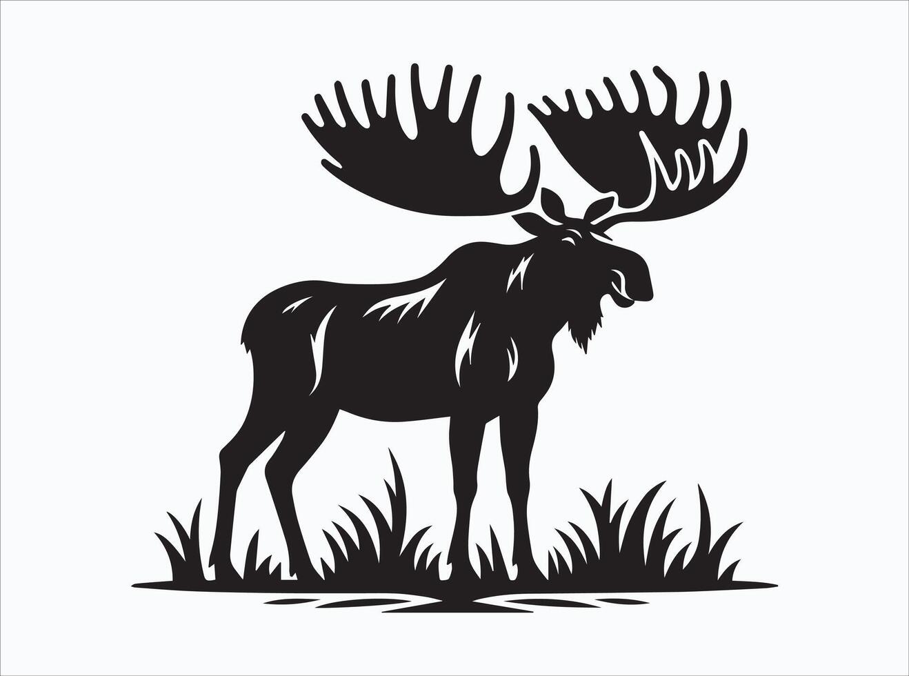 Solid Black Color Moose Silhouette for DIY Craft Projects vector