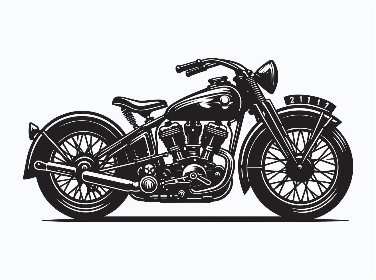 Elegant Black Vintage Motorcycle Silhouette for Arts Projects vector