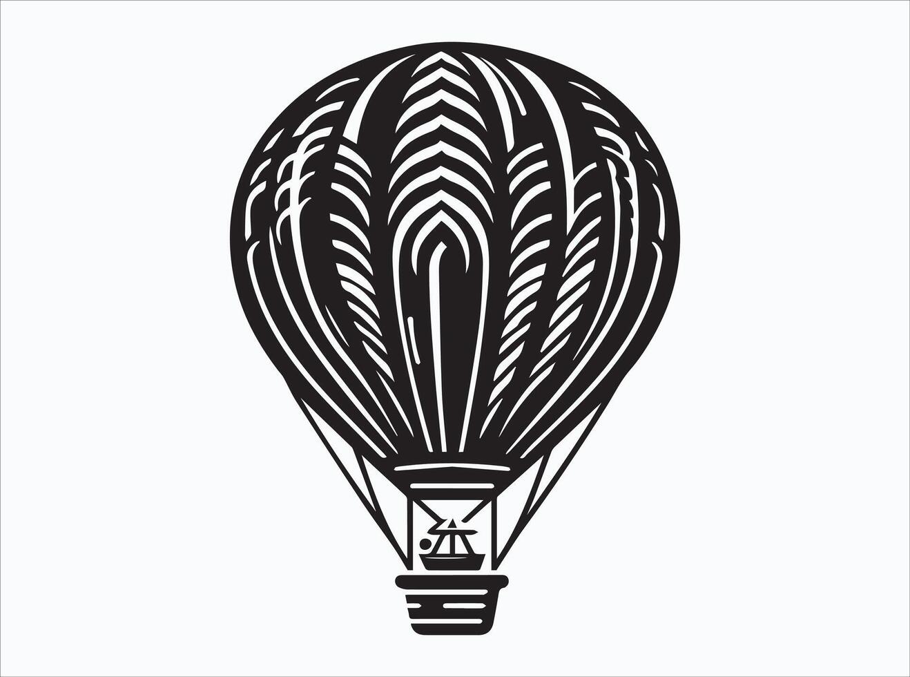 Detailed Black Hot Air Balloon Silhouette for Illustrations and Artworks vector