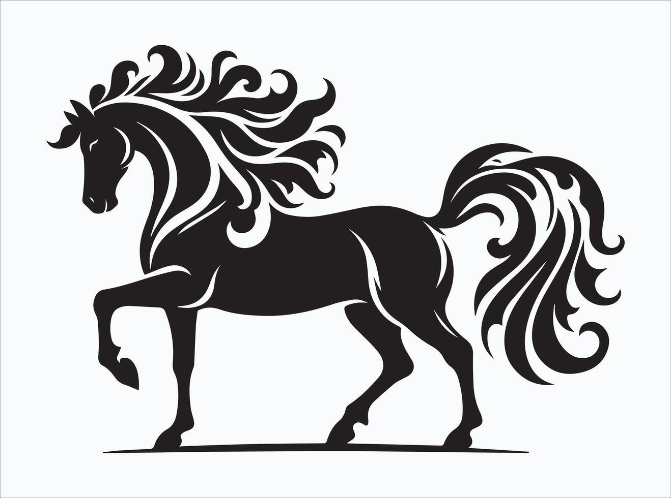 Black Color Horse Silhouette for Race and Riding Themes vector