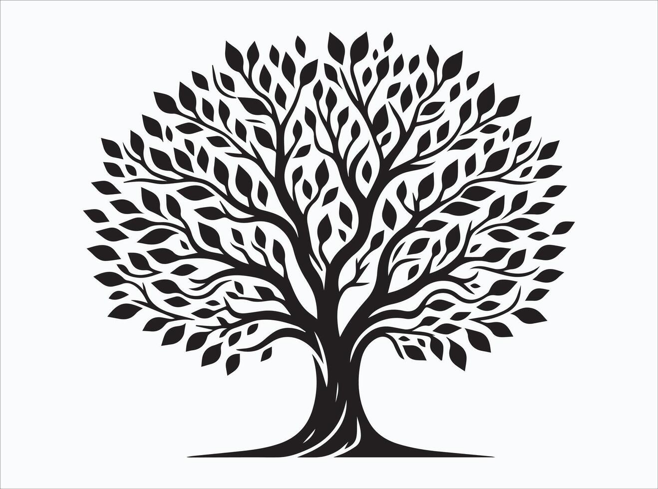 Black Color Tree Silhouette for Nature and Forest Themes vector
