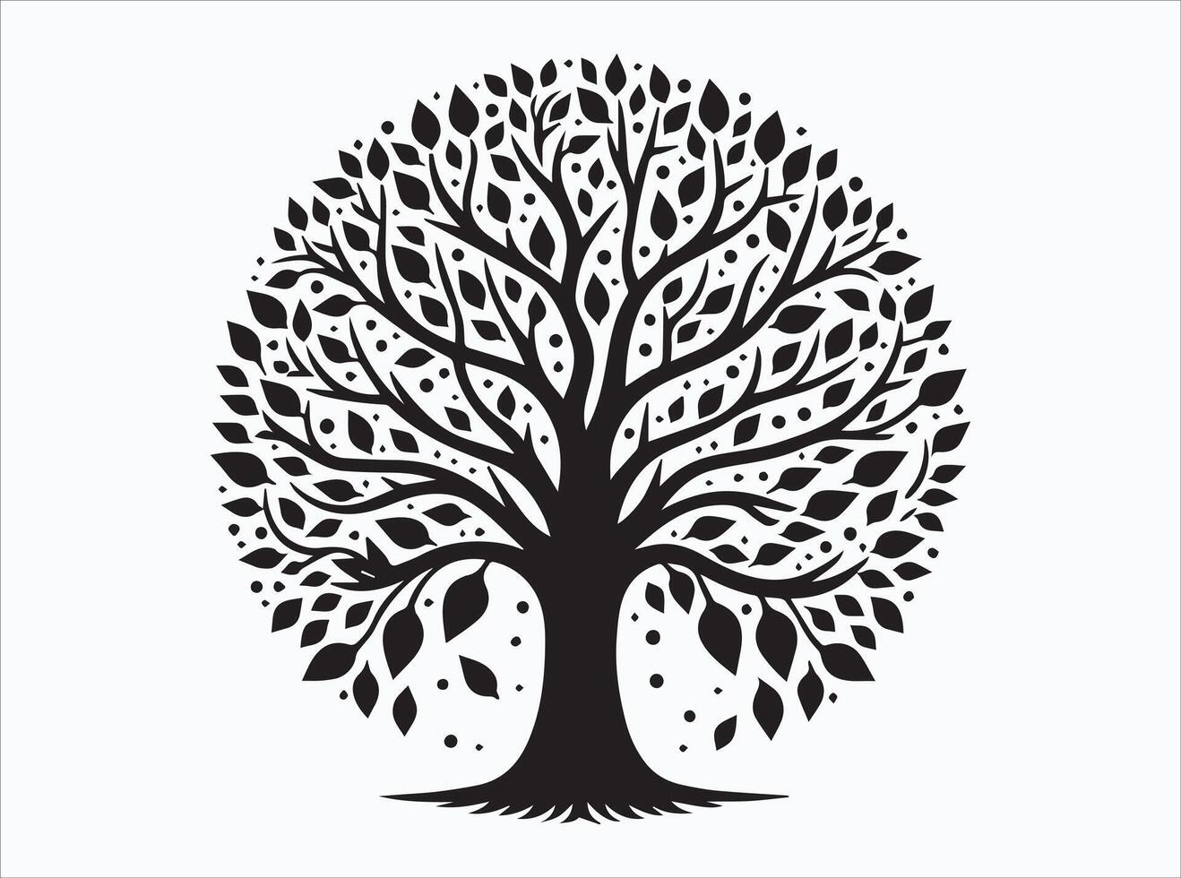 Black Color Tree Silhouette for Logos and Branding Designs vector