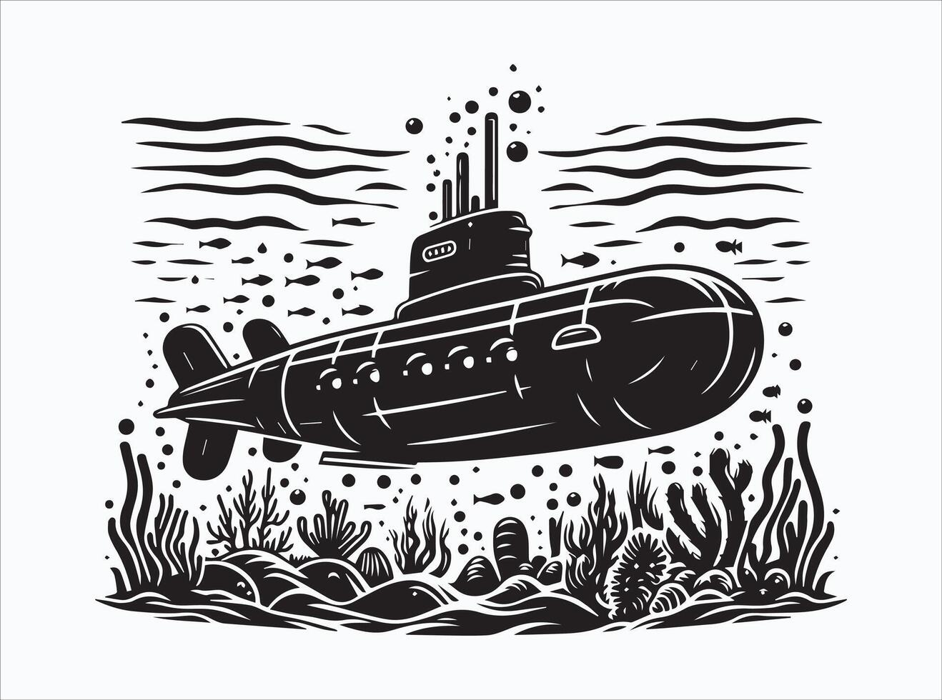Minimalist Black Submarine Silhouette for Creative Artwork vector