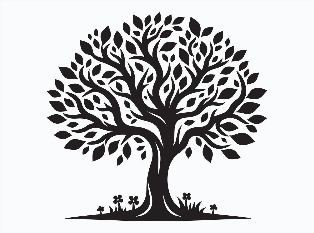 High Quality Black Color Tree Silhouette for Prints and Decor vector