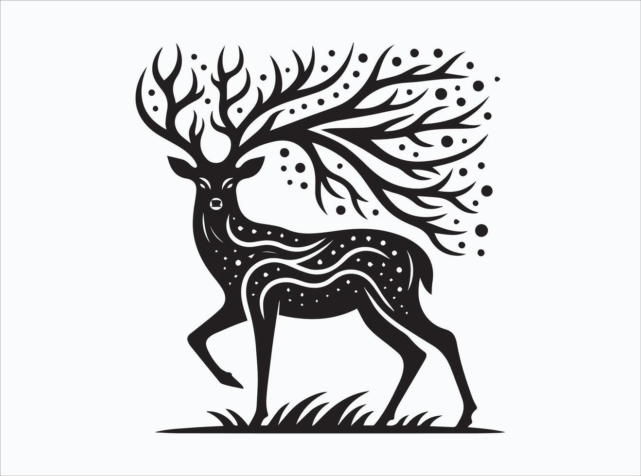 Black Color Deer Silhouette for Hunting and Outdoor Themes vector