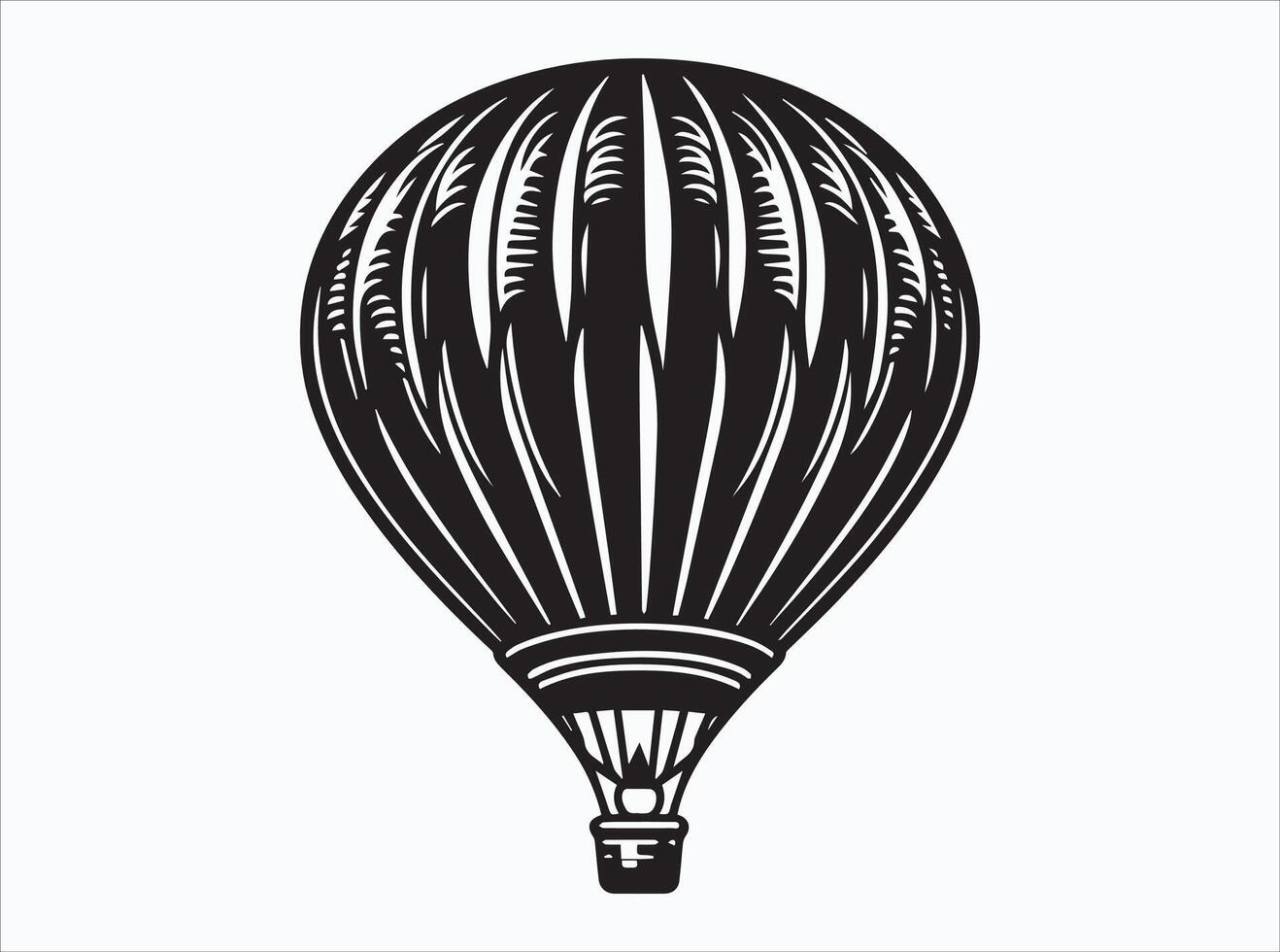 Nostalgic Black Hot Air Balloon Silhouette for Travel Themed Graphics vector