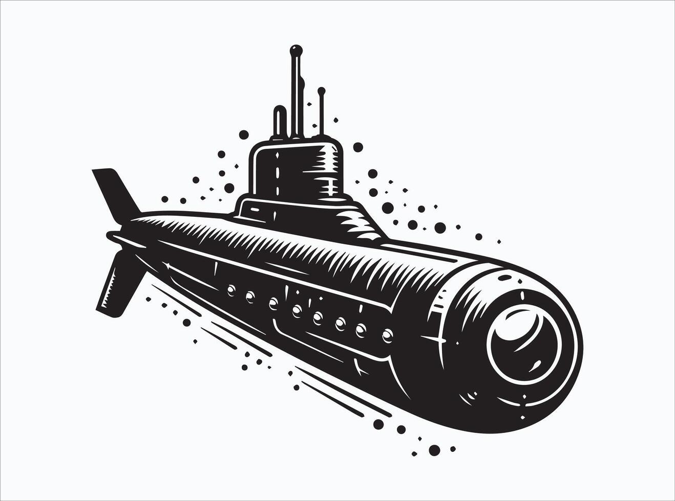 Black Submarine Silhouette for Ocean and Marine Themed Graphics vector