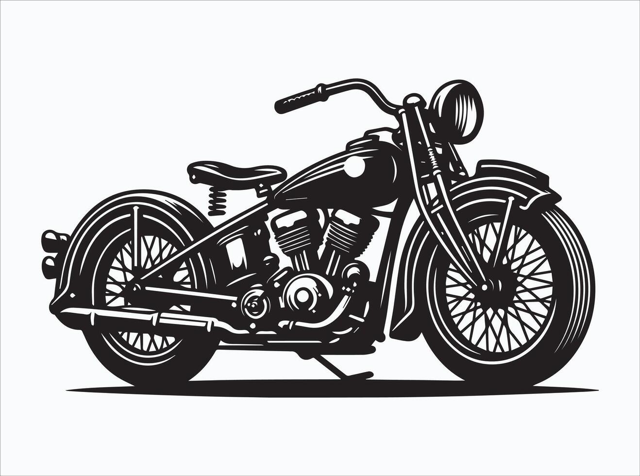 Stylish Black Vintage Motorcycle Silhouette for Design Projects vector