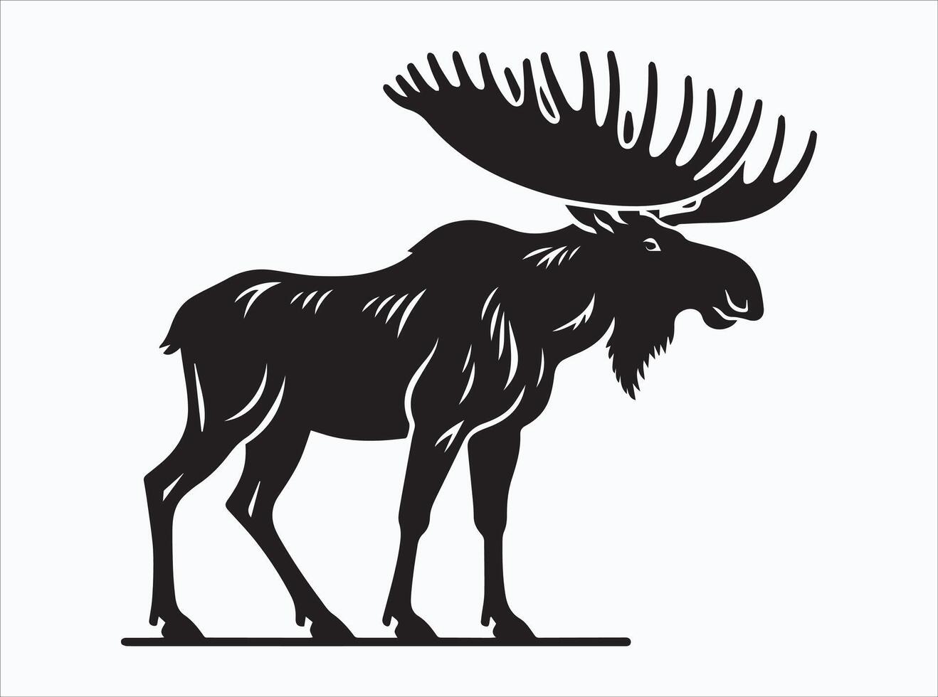 Black Color Moose Silhouette for Logos and Branding Designs vector