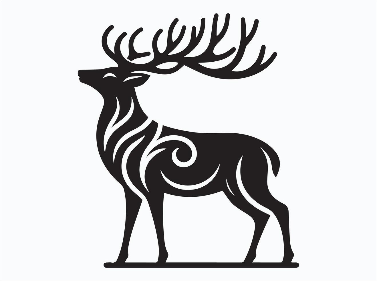 Black Color Deer Silhouette of Doe and Fawn Together vector