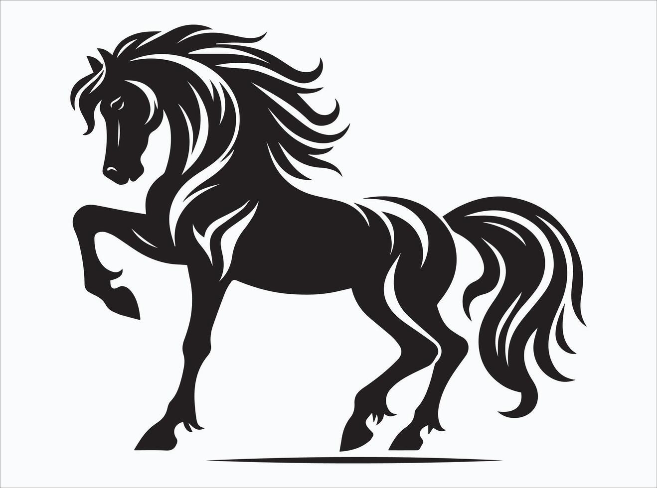Black Color Horse Silhouette for Logos and Branding Designs vector