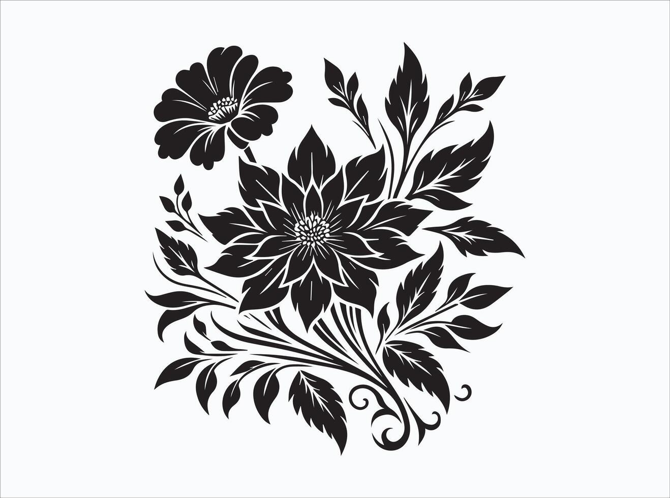 Black Color Flower Silhouette for Decorative and Craft Ideas vector