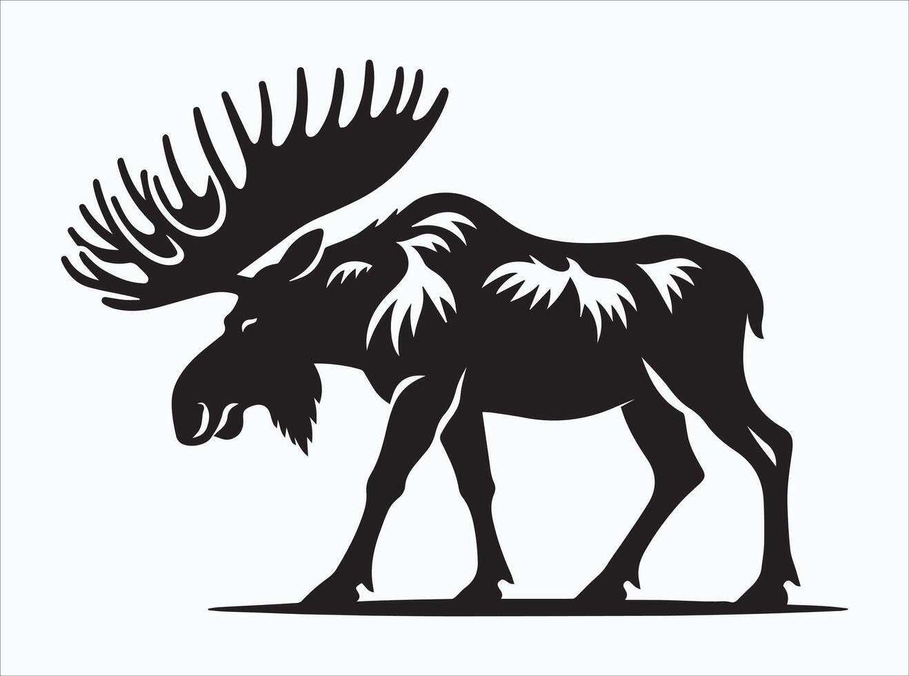 Black Color Moose Silhouette for Rustic and Forest Themes vector