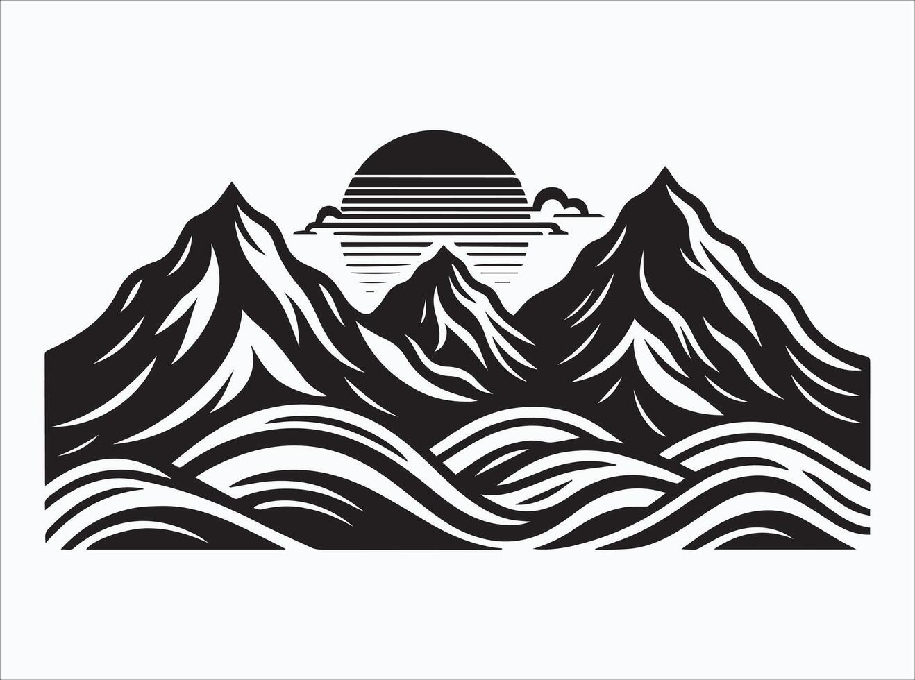 Black Color Mountain Silhouette for Logos and Branding Designs vector