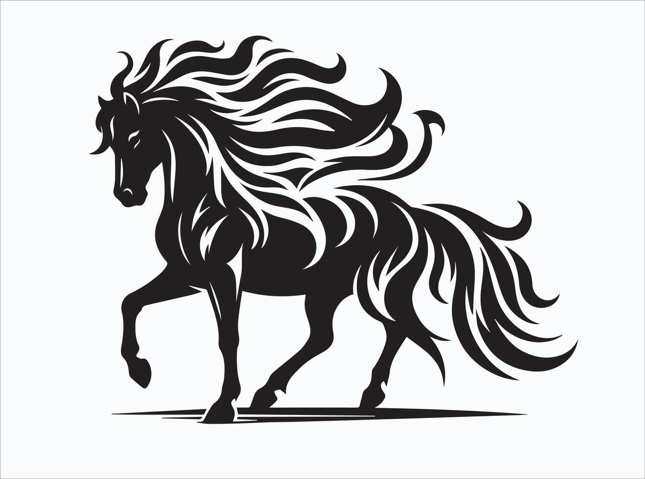 Powerful Black Color Horse Silhouette for Creative Projects vector