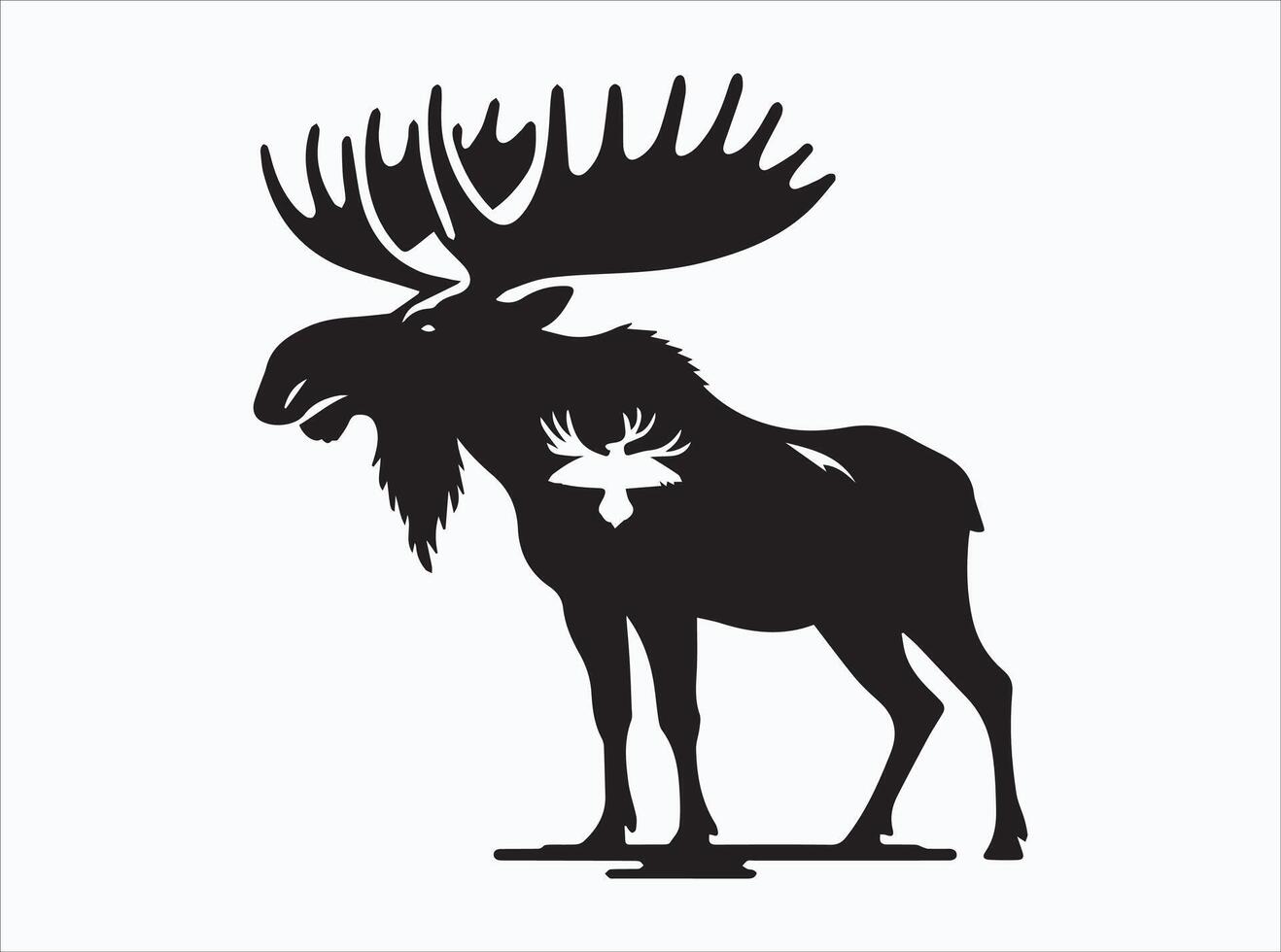Black Color Moose Silhouette for Wildlife and Nature Art vector