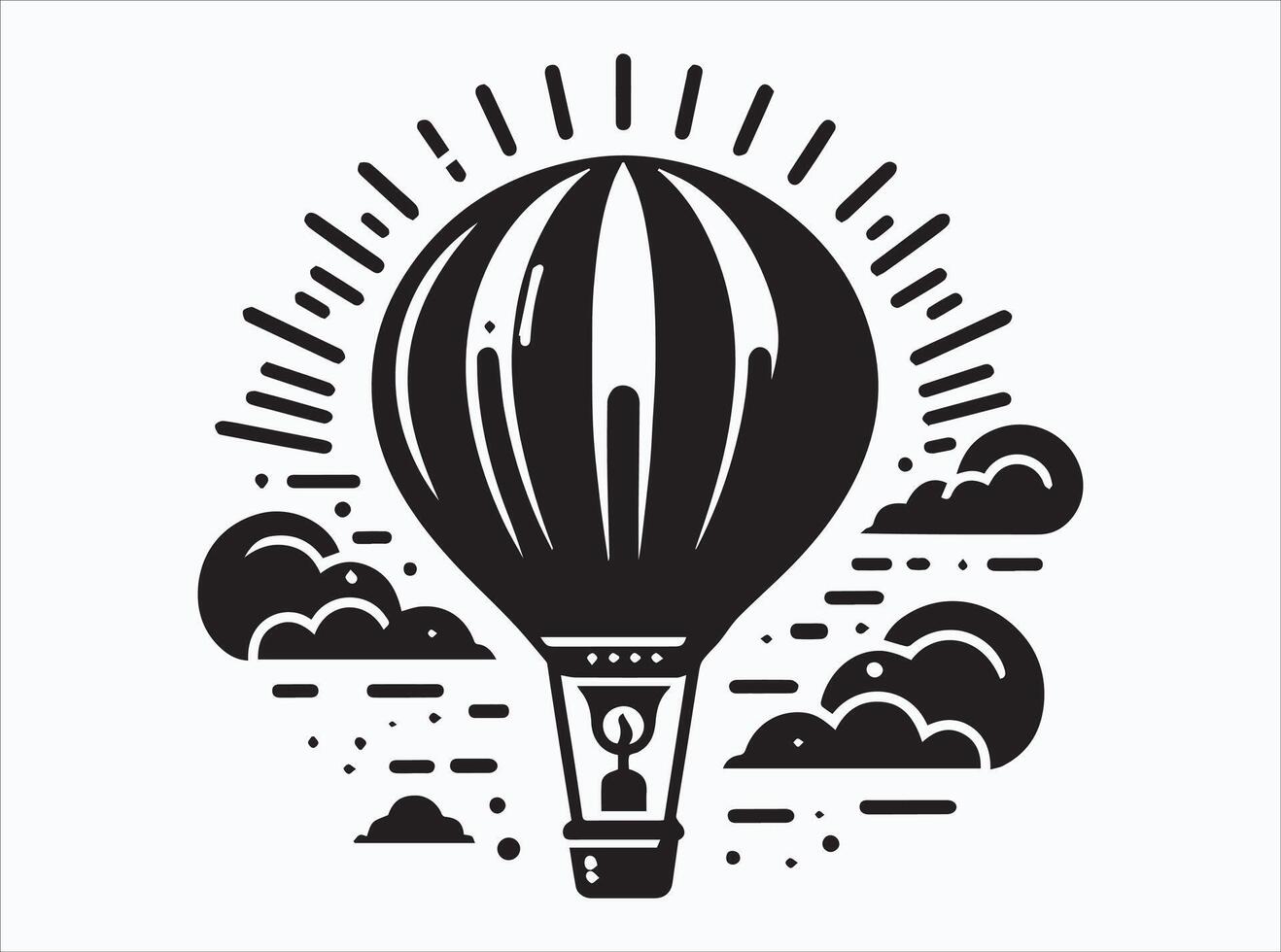 Classic Black Hot Air Balloon Silhouette for Logos and Branding vector