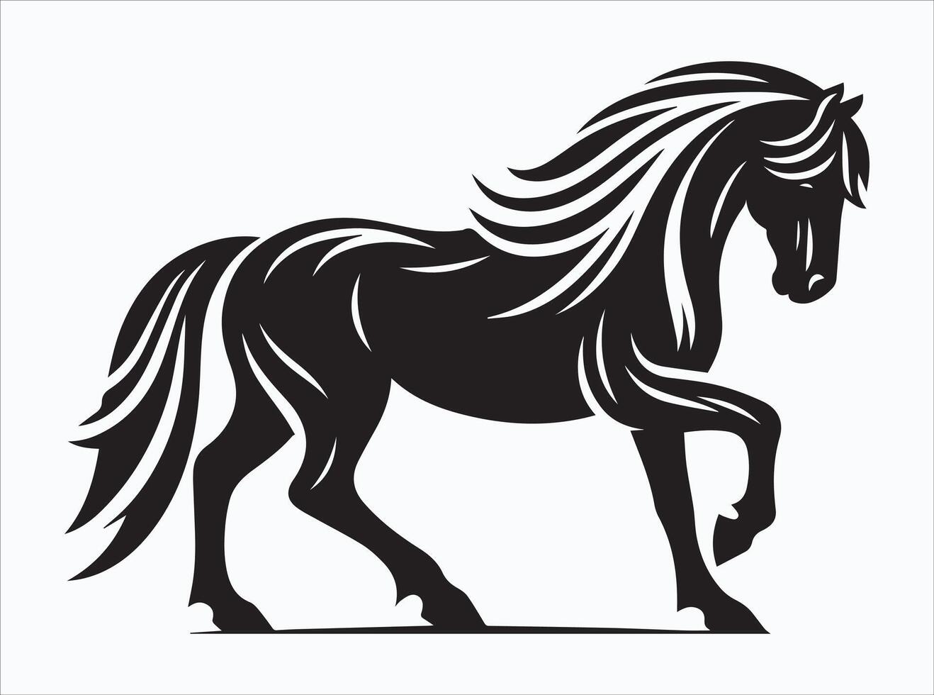 Beautiful Black Color Horse Silhouette for Posters and Prints vector