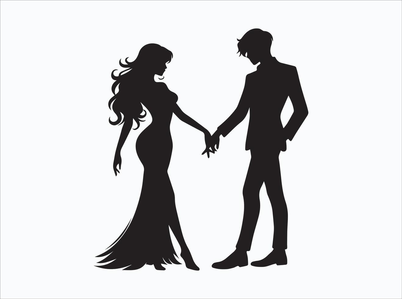 Black Color Couple Silhouette for Valentines Day Themes vector