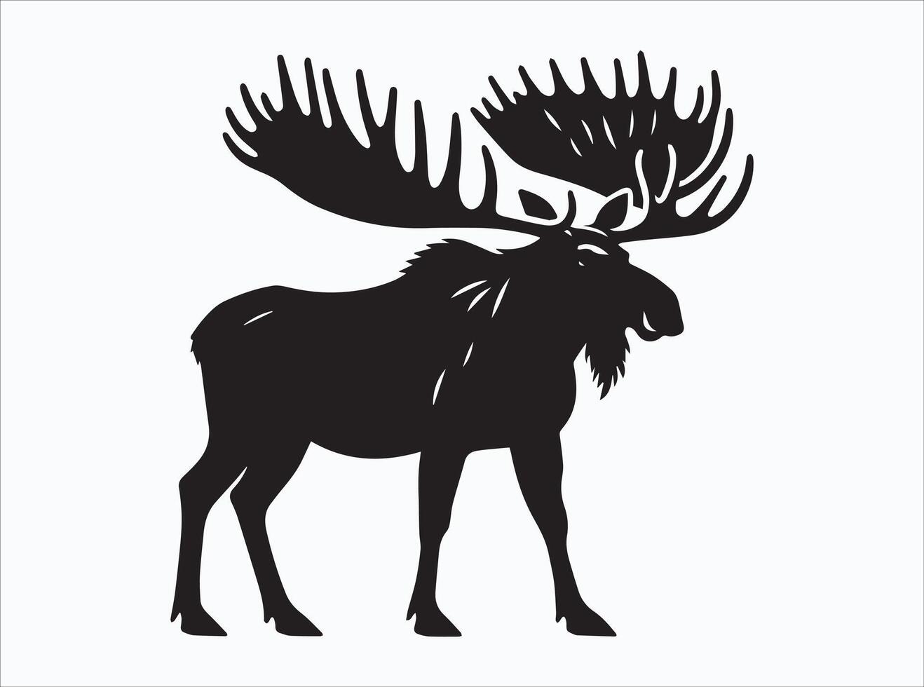 Solid Black Color Moose Silhouette in Majestic Poses vector