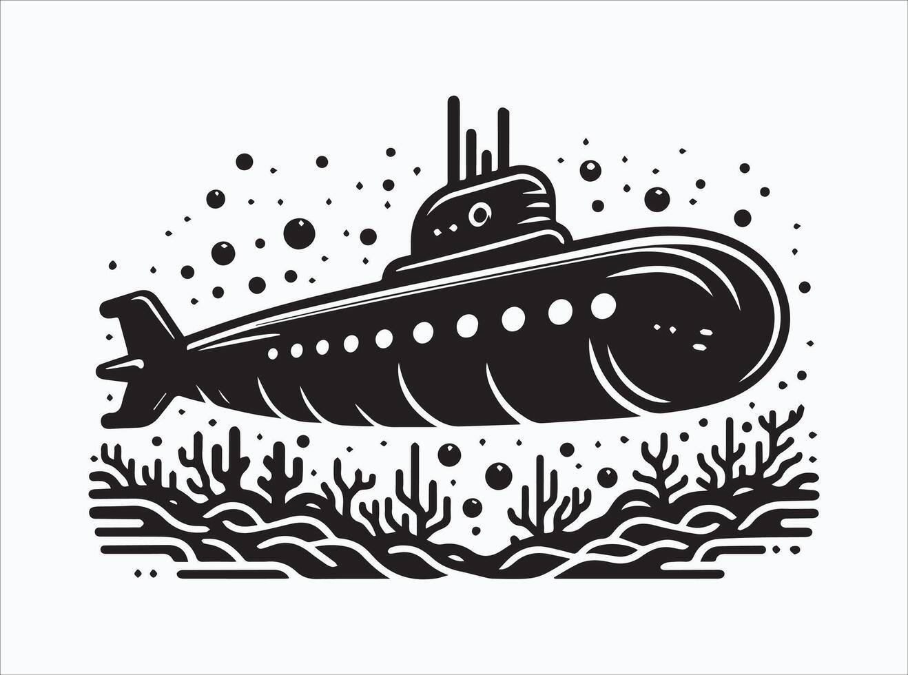 High Resolution Black Submarine Silhouette for Custom Creations vector