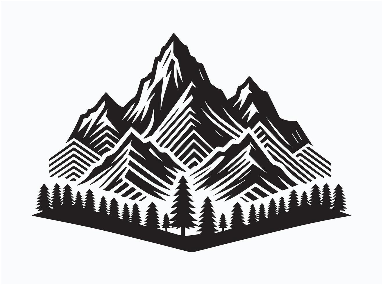 moElegant Black Color Mountain Silhouette for Creative Designs vector