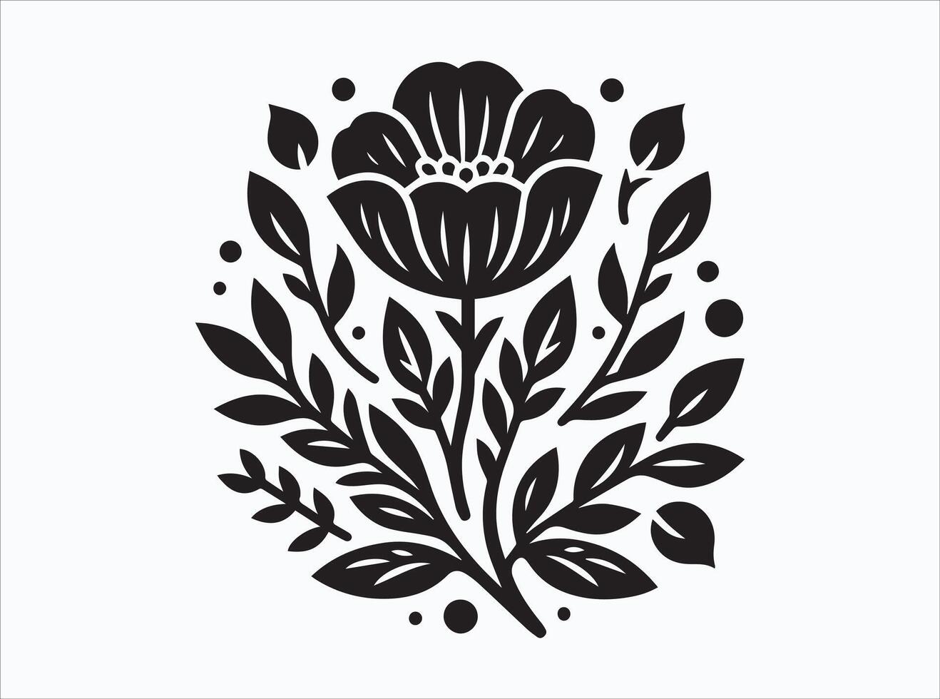 Black Color Flower Silhouette Featuring Roses and Lilies vector