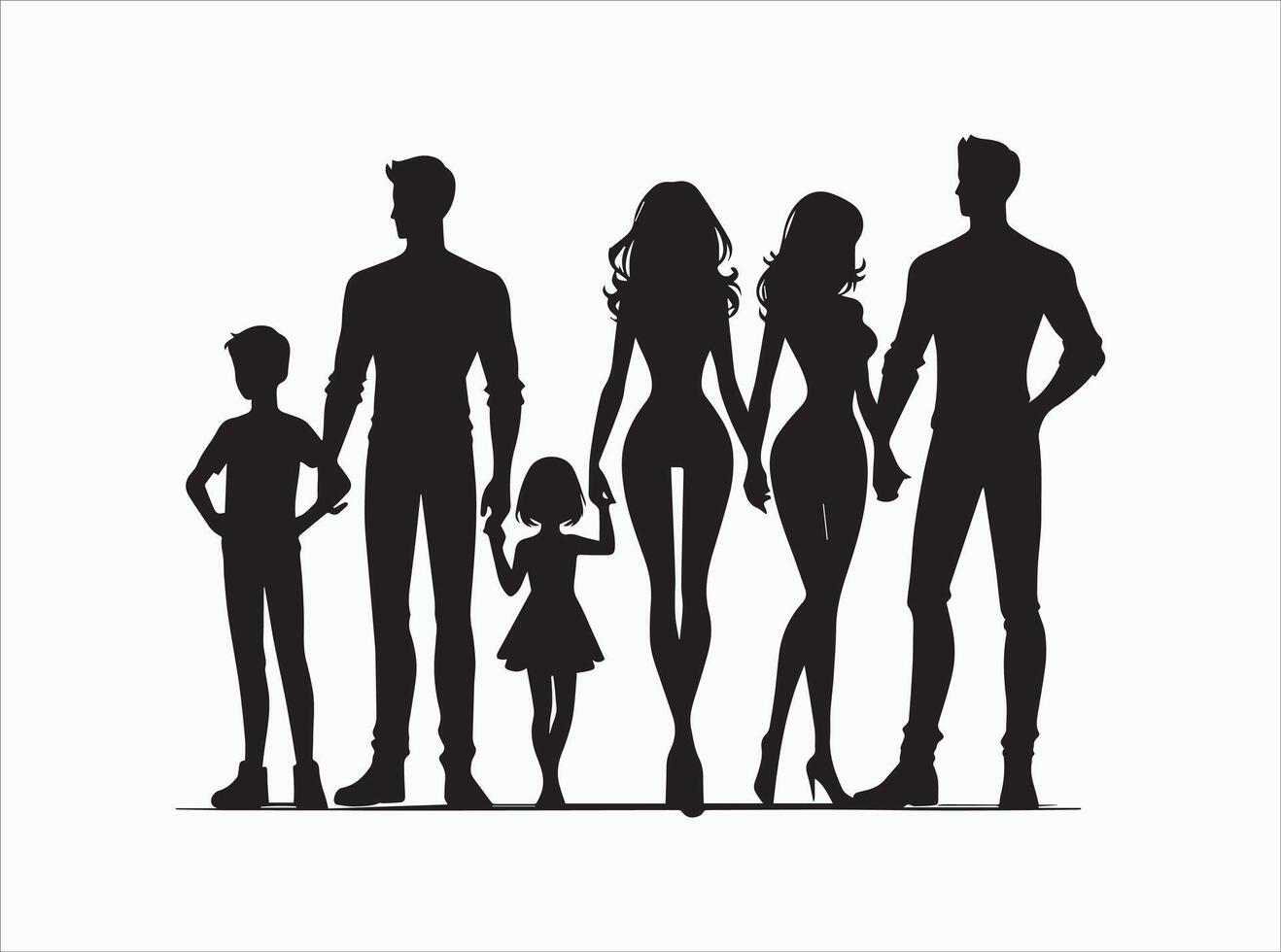 Solid Black Color Family Silhouette for Artistic Projects vector